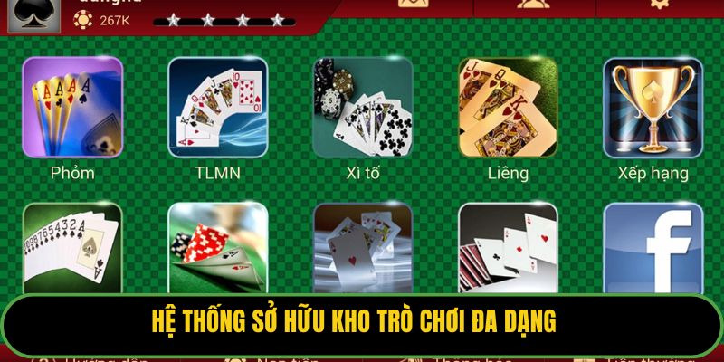 Hệ thống sở hữu kho trò chơi đa dạng